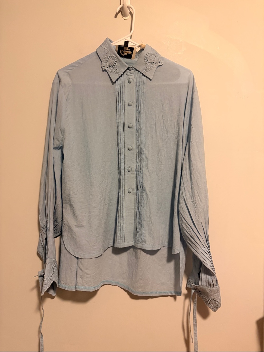 NWT Ollari New York Anthropologie Blue Women's Large  Button-Up Shirt